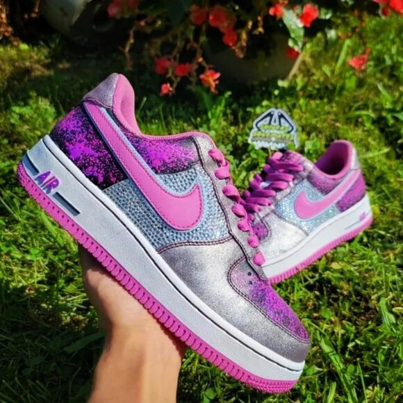 Nike Air Force Shoes - Custom Bling Splatter | Retro Nike AF1 | Low